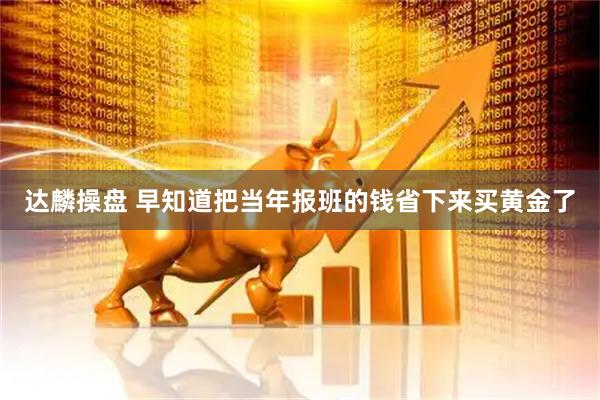 达麟操盘 早知道把当年报班的钱省下来买黄金了