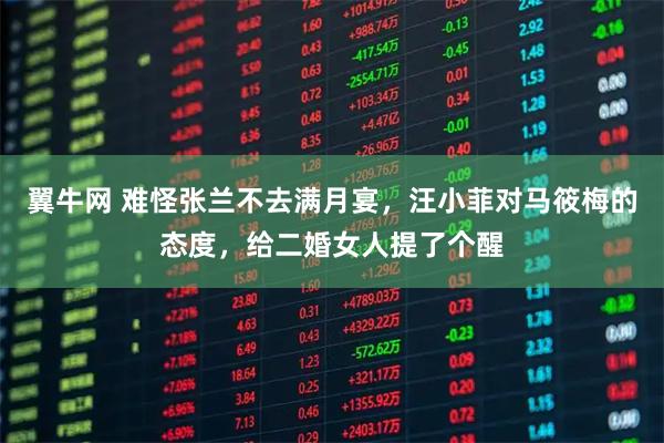 翼牛网 难怪张兰不去满月宴，汪小菲对马筱梅的态度，给二婚女人提了个醒
